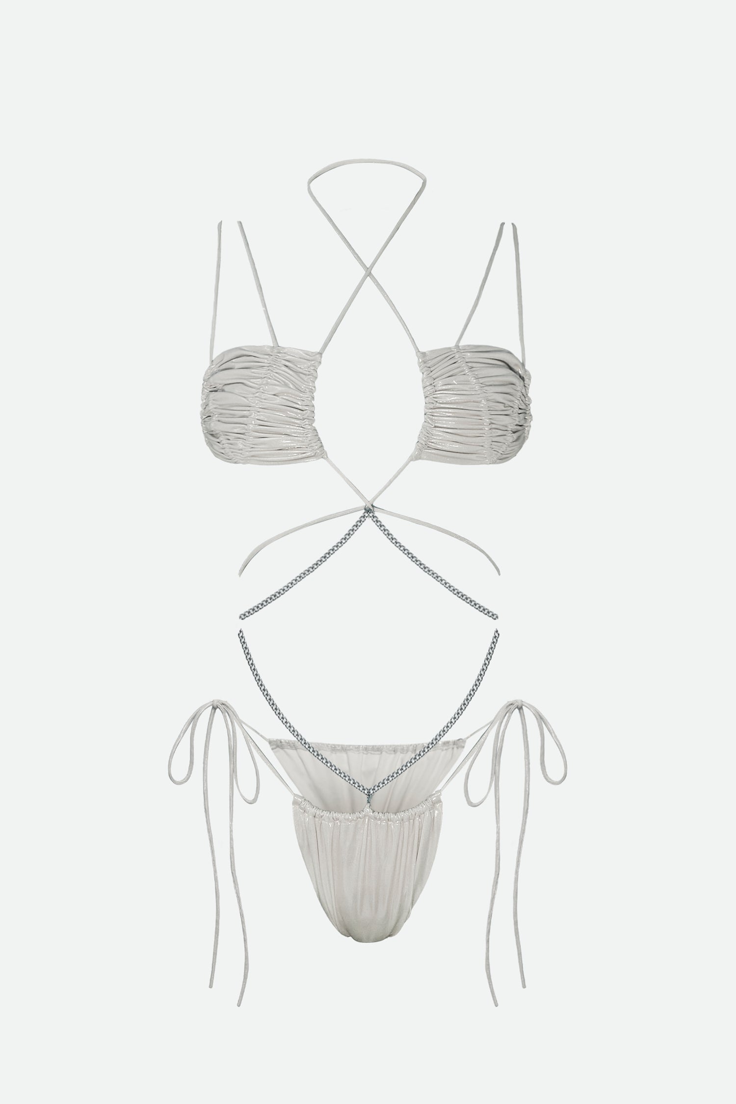 Mata Hari Bikini Bottom - Metallic White